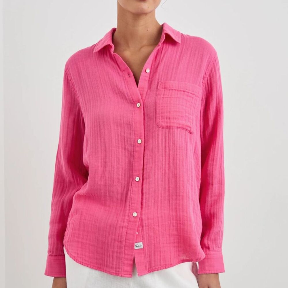 Rails Ellis Organic Cotton Hibiscus Gauze Button Up Small